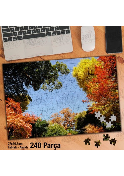 Asil Hobi - Gökyüzü - Sonbahar - Renkli Ağaçlar - Doğa - Yapboz - Ayak Destekli 240 Parça Puzzle