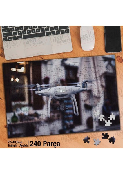 Asil Hobi Insansız Hava Aracı - Uçak Türü - Drone Yapboz -Ayak Destekli Çerçeveli 240 Parça Puzzle