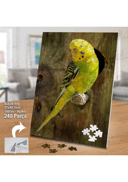 Asil Hobi Sarı - Yeşil - Muhabbet Kuşu - Hayvan Yapboz - Ayak Destekli Çerçeveli 240 Parça Puzzle fiyatları