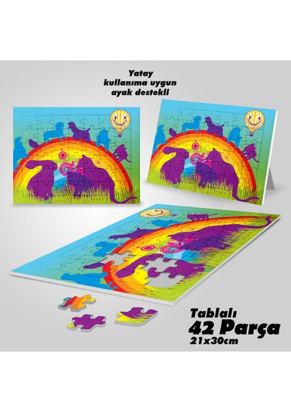 Asil Hobi Gökkuşağı -Sevimli Hayvanlar - Çocuklar Için Eğitici Yapboz- Ayak Destekli 42 Parça Puzzle