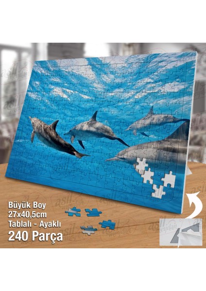 Asil Hobi Denizdeki Yunus Balığı Sürüsü - Hayvan Yapboz-Ayak Destekli Çerçeveli 240 Parça Puzzle fiyatları