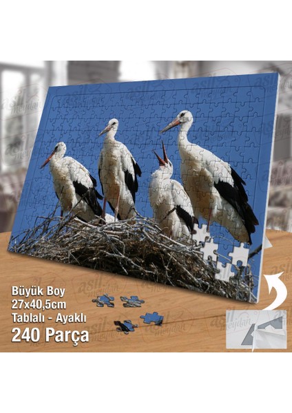 Asil Hobi Leylek - Kuş - Yuva - Hayvan Yapboz-Ayak Destekli Çerçeveli 240 Parça Puzzle fiyatları