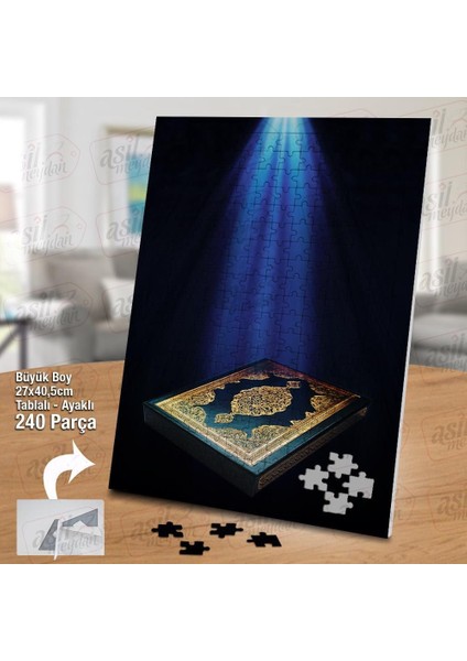 Asil Hobi Kuranı Kerim - Siyaz Zemin -Kutsal Kitap Yapboz - Ayak Destekli Çerçeveli 240 Parça Puzzle fiyatları