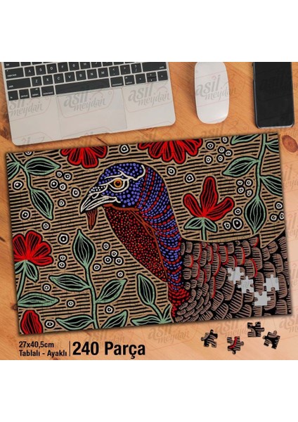 Asil Hobi Hindi - Çiçekler - Vektör Yapboz - Ayak Destekli Çerçeveli 240 Parça Puzzle