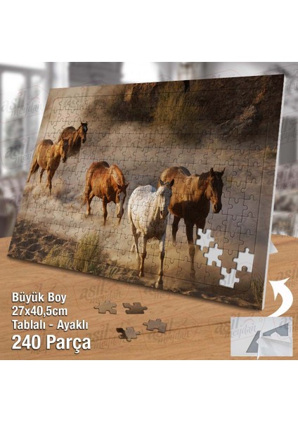 Asil Hobi At Sürüsü - Toz - Sevimli Hayvanlar Yapboz-Ayak Destekli Çerçeveli 240 Parça Puzzle fiyatları