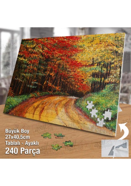 Asil Hobi Orman Yolu - Ağaçlar - Sonbahar Yapboz-Ayak Destekli Çerçeveli 240 Parça Puzzle