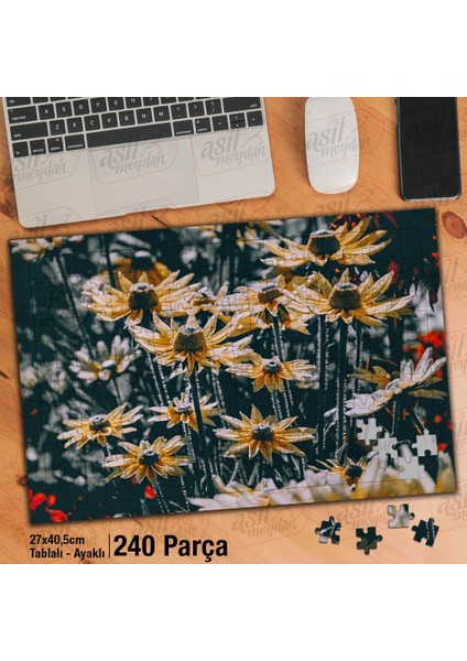 Asil Hobi Sarı Çiçek - Doğa - Manzara - Naturel Yapboz -Ayak Destekli Çerçeveli 240 Parça Puzzle