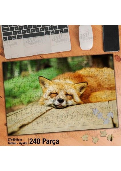 Asil Hobi Sarı Tüylü Tilki - Uyuyan Tilki - Doğa Yapboz -Ayak Destekli Çerçeveli 240 Parça Puzzle