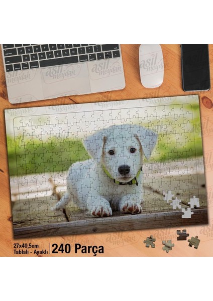 Asil Hobi Sevimli Yavru Köpek - Sevimli Hayvan Yapboz -Ayak Destekli Çerçeveli 240 Parça Puzzle