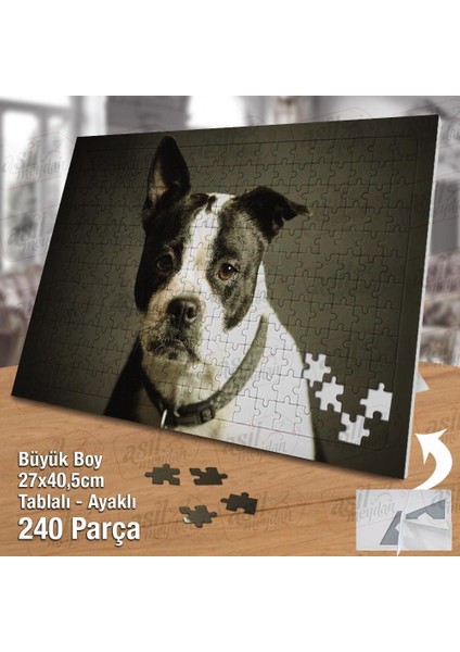 Asil Hobi Siyah Beyaz Tüylü Köpek - Hayvan Yapboz -Ayak Destekli Çerçeveli 240 Parça Puzzle fiyatları
