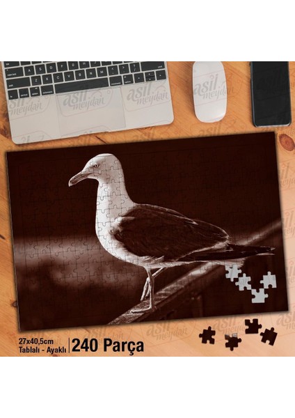 Asil Hobi Martı - Kuş - Hayvan - Yabani Hayat Yapboz -Ayak Destekli Çerçeveli 240 Parça Puzzle