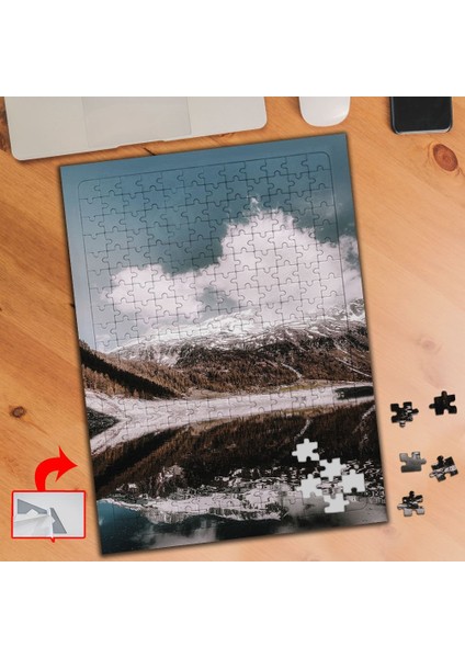 Dağ, Gökyüzü, Beyaz Bulutlar 240 Parça Puzzle Yapboz TABLO-PF223