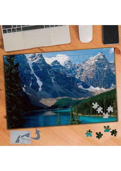 Karlı Dağlar Arasında Göl,doğa 240 Parça Puzzle Yapboz TABLO-461
