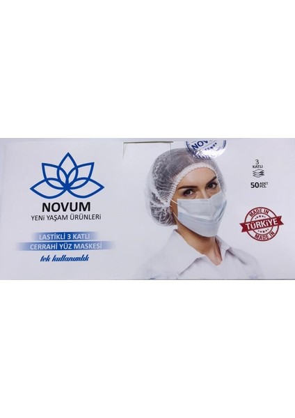 Maske, 3 Katlı , Lastikli 50'li x 2 Kutu fiyatları