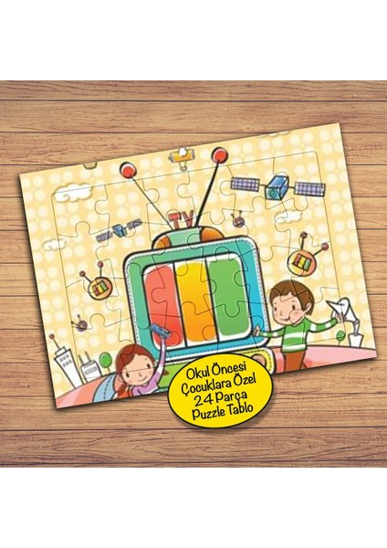 Renkli Televizyon Çocuklara Özel Puzzle Yapboz TABLO-43910