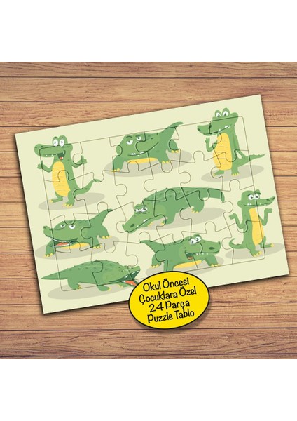 Sevimli Timsah Kolyajı Çocuklara Özel Puzzle Yapboz TABLO-PZ143