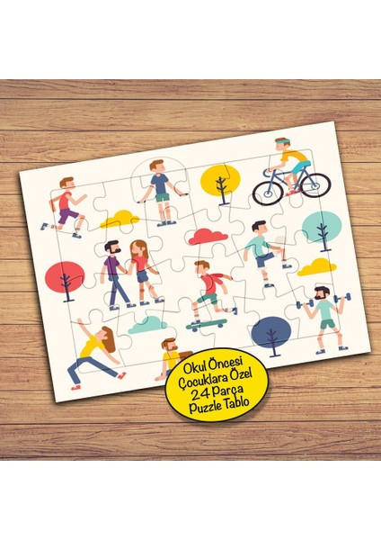 Spor Yapan Insanlar 24 Parça Çocuklara Özel Yapboz TABLO-823