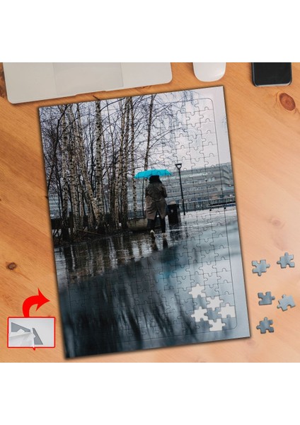 Yağmurda Yürüyen Insan 240 Parça Puzzle Yapboz TABLO-435070