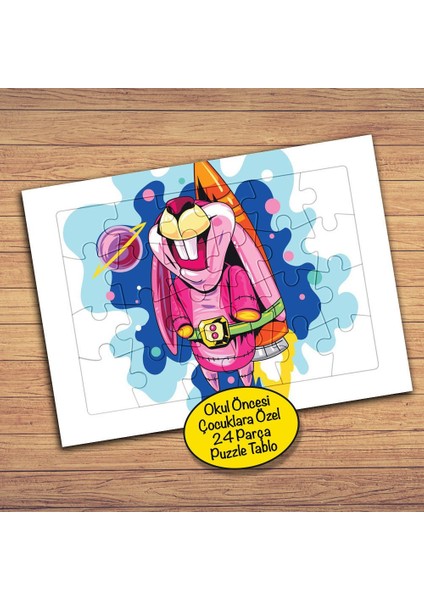 Uzaya Fırlatılan Tavşan Çocuklara Özel Puzzle Yapboz TABLO-153PZ