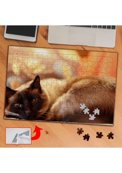 Kara Yüzlü Sarı Kedi 240 Parça Puzzle Yapboz TABLO-3691