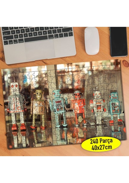 Nostajik Robot Oyuncaklar Fotoğrafı 240 Parça Puzzle YAPBOZ-6072
