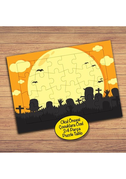 Hallowen, Zombiler Çocuklara Özel Puzzle Yapboz TABLO-125PZ