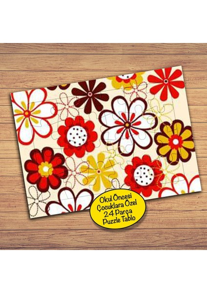 Kırmızı Çiçekler Çocuklara Özel Puzzle Yapboz TABLO-37725