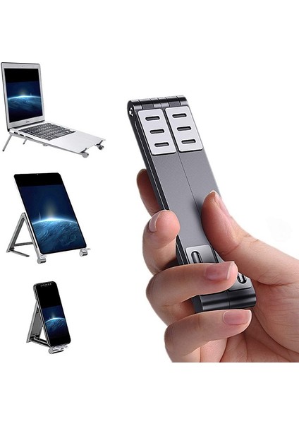 Katlanabilir Metal Dizüstü Bilgisayar Tablet Telefon Tutucu (Yurt Dışından)