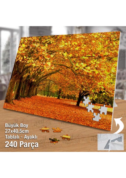 Asil Hobi Sonbahar - Sararmış Yapraklar - Orman Yolu Yapboz-Ayak Destekli Çerçeveli 240 Parça Puzzle