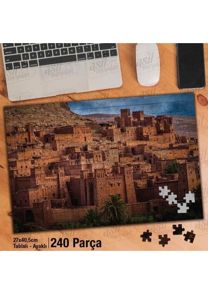 Asil Hobi Fas Şehiri - Tarihi Köy - Eski - Mimari Yapboz -Ayak Destekli Çerçeveli 240 Parça Puzzle