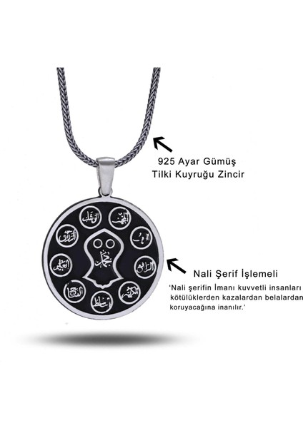 Nali Nal-I Şerif Işlemeli Tasarım 60 cm 925 Gümüş Kolye fiyatları