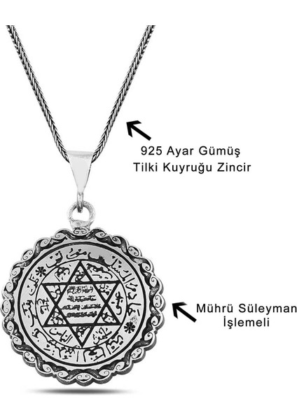 Davut Yıldızı Mührü Süleyman 60 cm 925 Gümüş Kolye fiyatları