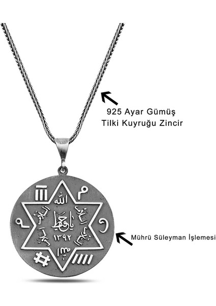 Ebcet Hesaplı Davut Yıldızı 60 cm 925 Gümüş Kolye