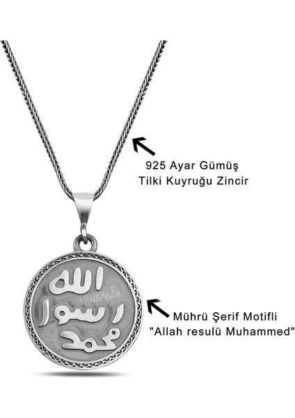 Hz.muhammed Peygamber Mührü Şerif 60 cm 925 Gümüş Kolye fiyatları