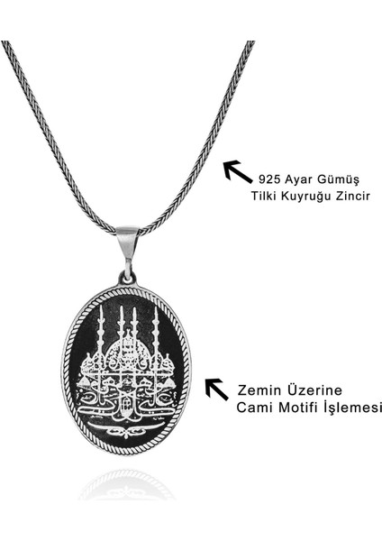 Ayasofya Camii Işlemeli 60 cm 925 Gümüş Kolye
