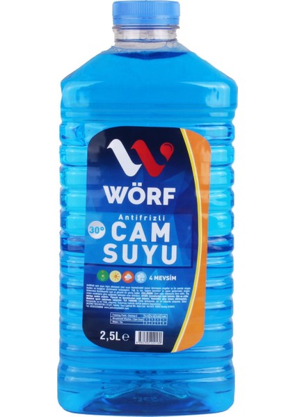 Wörf Kışlık Oto Bakım Seti  2,5 Lt 30° Cam Suyu ve Buz Çözücü ve Buz Kazıyıcı ve Çekçek