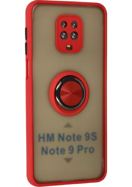 Xiaomi Redmi Note 9s Kılıf Montreal Yüzüklü Silikon Kapak - Kırmızı 300099