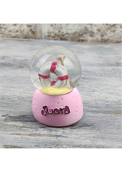 Suara Deniz Temlı Pembe Temalı Mini Işıklı Kar Küresi