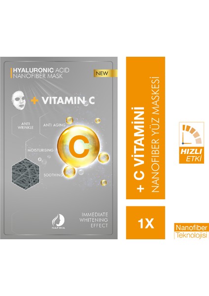 Hyalüronik Asit + Vitamin C Nanofiber Kuru Kozmetik Yüz MASKESI02