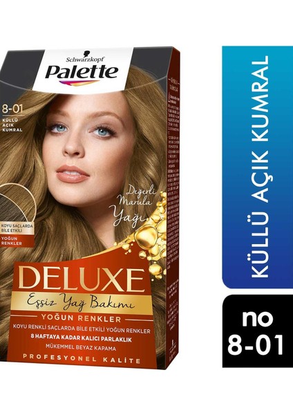 Marka: Palette Deluxe Eşsiz Yağ Bakımı Saç Boyası Küllü Açık Kumral 8-01 6281031271049 Kategori: Sa