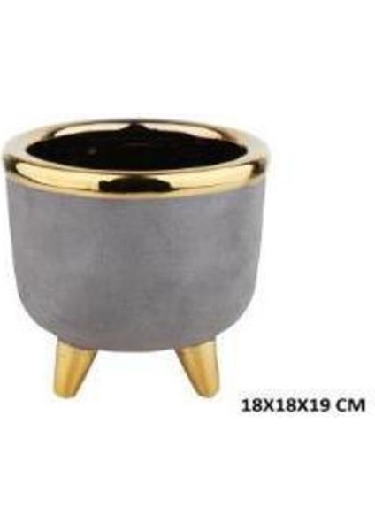 23 cm Polyester Gri/gold Üç Ayaklı Vazo/saksı Roza6