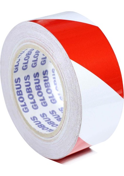 10 Metre Globus Reflektörlü Reflektif Fosforlu Şerit Bant Ikaz Bandı (Kırmızı-Beyaz)