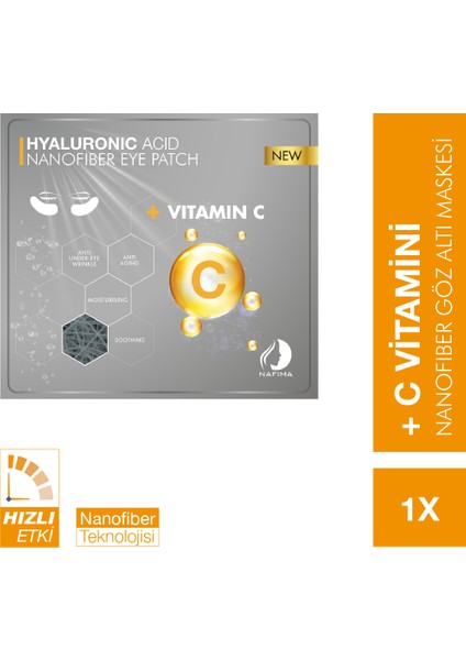 Hyalüronik Asit + Vitamin C Nanofiber Kuru Gözaltı Maskesi