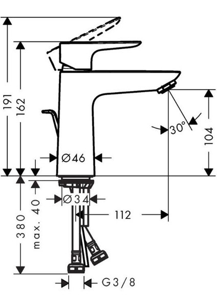 Hg Talis® E Tek Kollu Lavabo Bataryası 110 Mat Siyah - 71710670