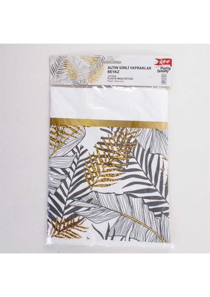 Plastik Masa Örtüsü Altın Simli Yapraklar 120X180 cm