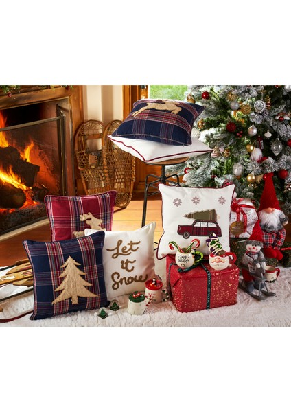 New Year Yeni Yıl Woodland İç Dolgulu Beyaz Snow Cozy Kırlent 45x45 cm fiyatları