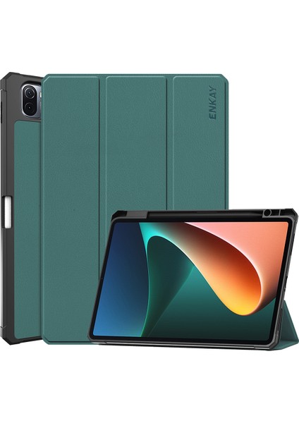 Xiaomi Mi Pad 5/5 Pro Enkay Pu Deri Standı Durumda Koyu Yeşil (Yurt Dışından)