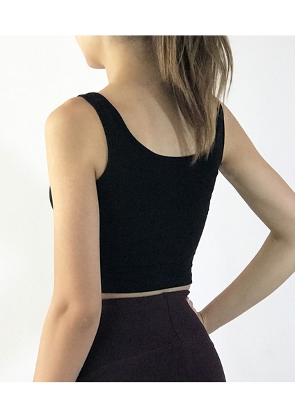 Askılı Siyah Günlük Kullanım Veya Spor Için Pamuklu Likralı Kadın Crop Büstiyer Bralet fiyatları
