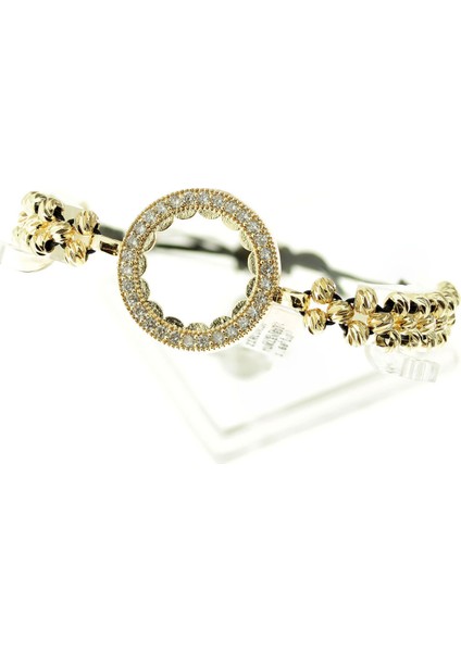 Sarı Dorikalı Ortası Yuvarlak Makrome Çeyreklikli Bileklik