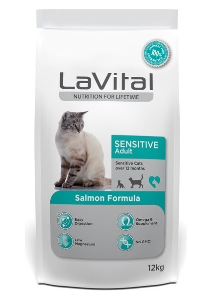 Lavital Sensitive Somonlu Yetişkin Kedi Maması 12 kg